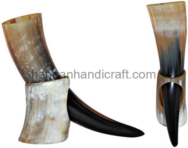 Viking Drinking Horn With Horn Stand